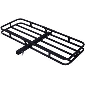 53" x 19 Hitch Cargo Carrier - Trailer Mount Steel With High Side Rails For RV's, Trucks, SUV's, Vans, Cars 2" Receiver 500-lb Load Capacity , Bl