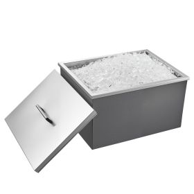 VEVOR Drop in Ice Chest, 22"L x 17"W x 12"H Stainless Steel Drop in Cooler, 45.3 Quart Commercial Ice Bin with Pot Lid for Outdoor Kitchen Patio
