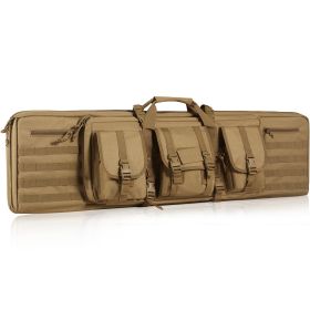 VEVOR Rifle Bag, 42 inch Tactical Double Long Gun Bag, Soft Rifle Case with Lockable Zipper, Portable Handle & Shoulder Strap (Color: Brown, size: 42 inch)